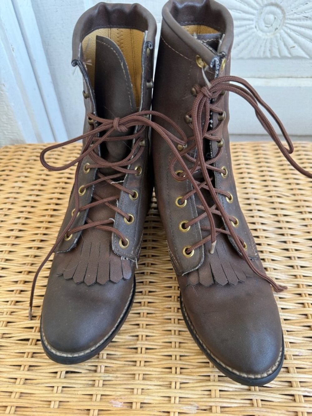 Vintage 70s Brown Bronco Kiltie Lace UP Roper Boots Womens size 4 - Picture 10 of 15